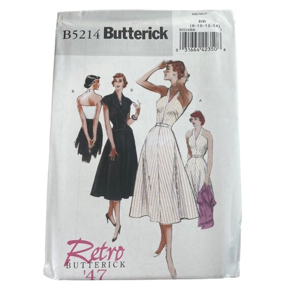 Butterick B5214 Sewing Pattern BB 8-10-12-14 Dress Jacket Belt Retro '47 Classic - Picture 1 of 6